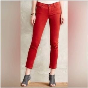 Adriano Goldschmied AG Stevie Slim Straight Ankle Jeans Red Orange Women Size 27